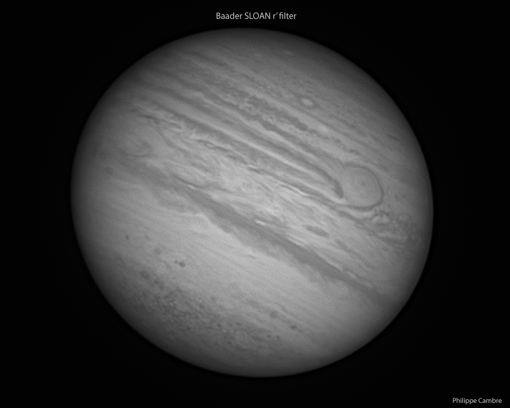 Application: Animation: Baader SLOAN R' & G', & Baader CMOS L on Jupiter with a 15' Doctelescope ALT AZ Dobson ©Philippe Cambre