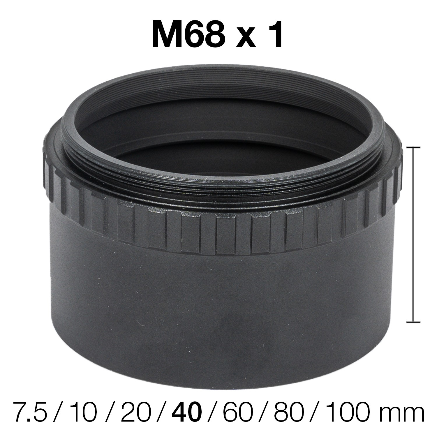 M68 Extension Tubes (7.5 / 10 / 20 / 40 / 60 / 80 / 100 mm)