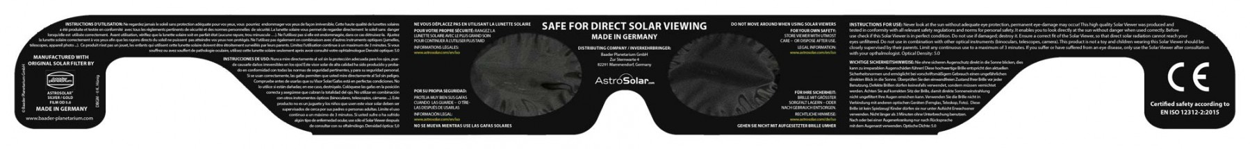Solar Viewer AstroSolar® Silver/Gold - Rückseite