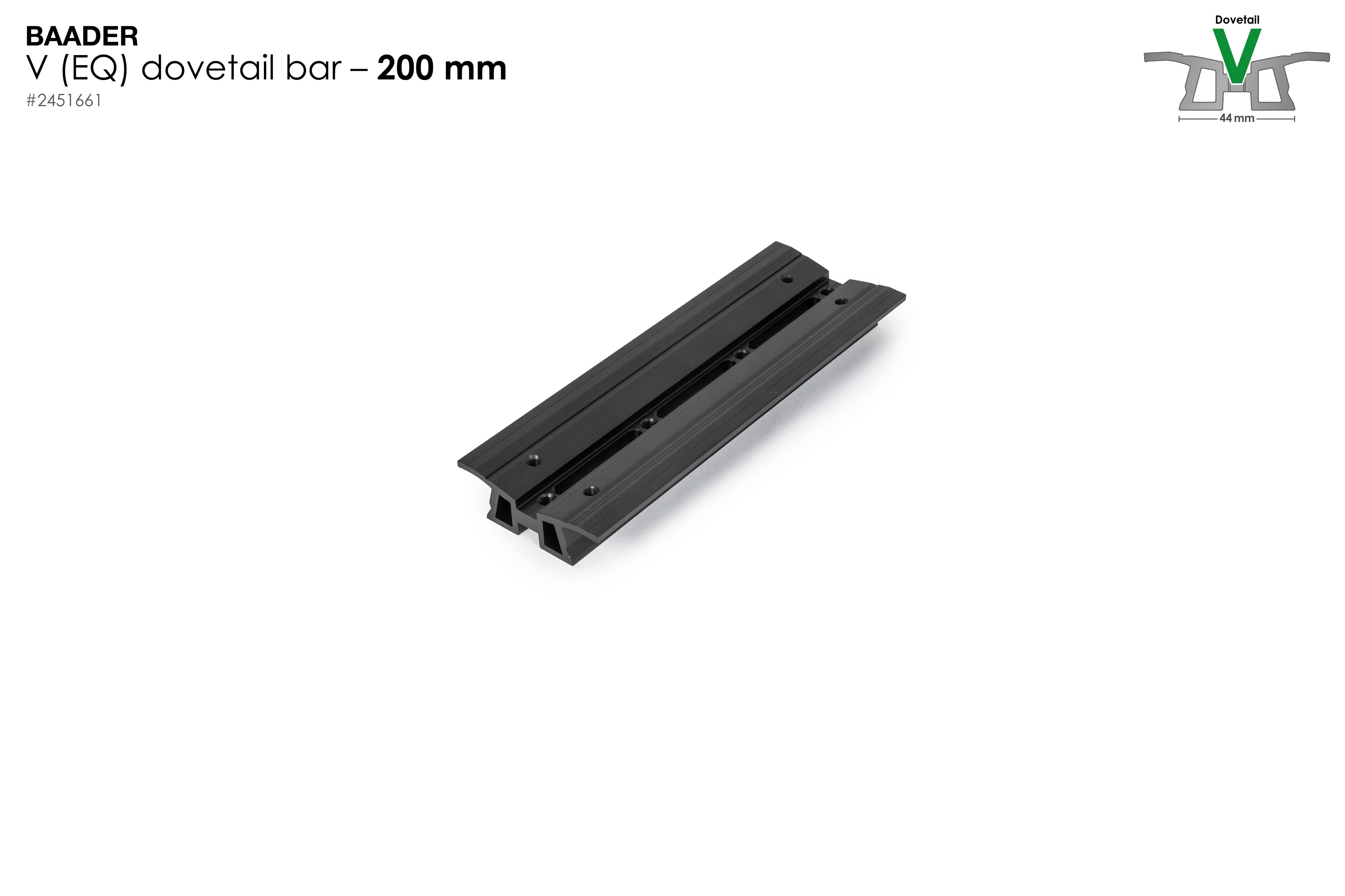 Baader V-200 dovetail, L= 200mm for Vixen, Celestron and Skywatcher Mounts