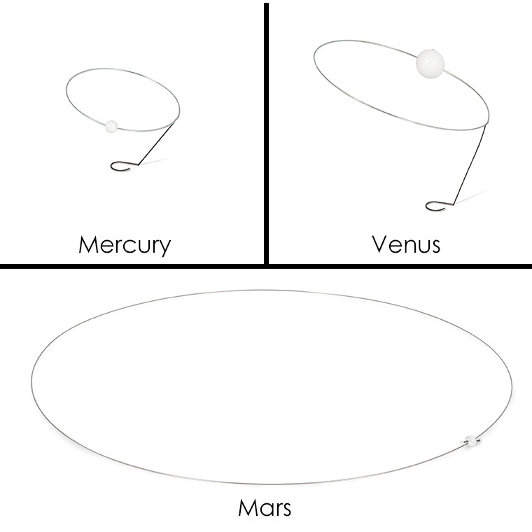 Mars-Mercury-Venus on Spring Wire Rings